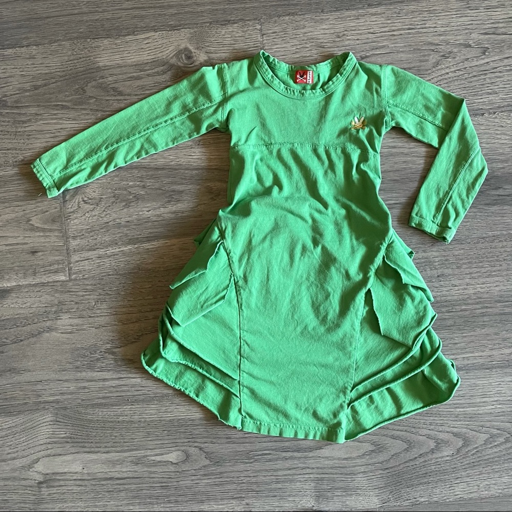Green Ruffles Long Sleeves Dress Size 4-5